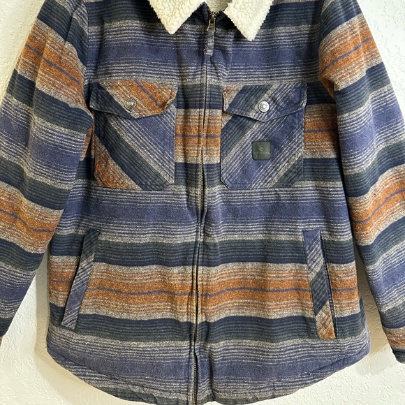 Rip Curl Sherpa Lined Striped Jacket Zip Front Size M - Picture 8 of 15